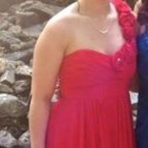 One shoulder strap prom dress.